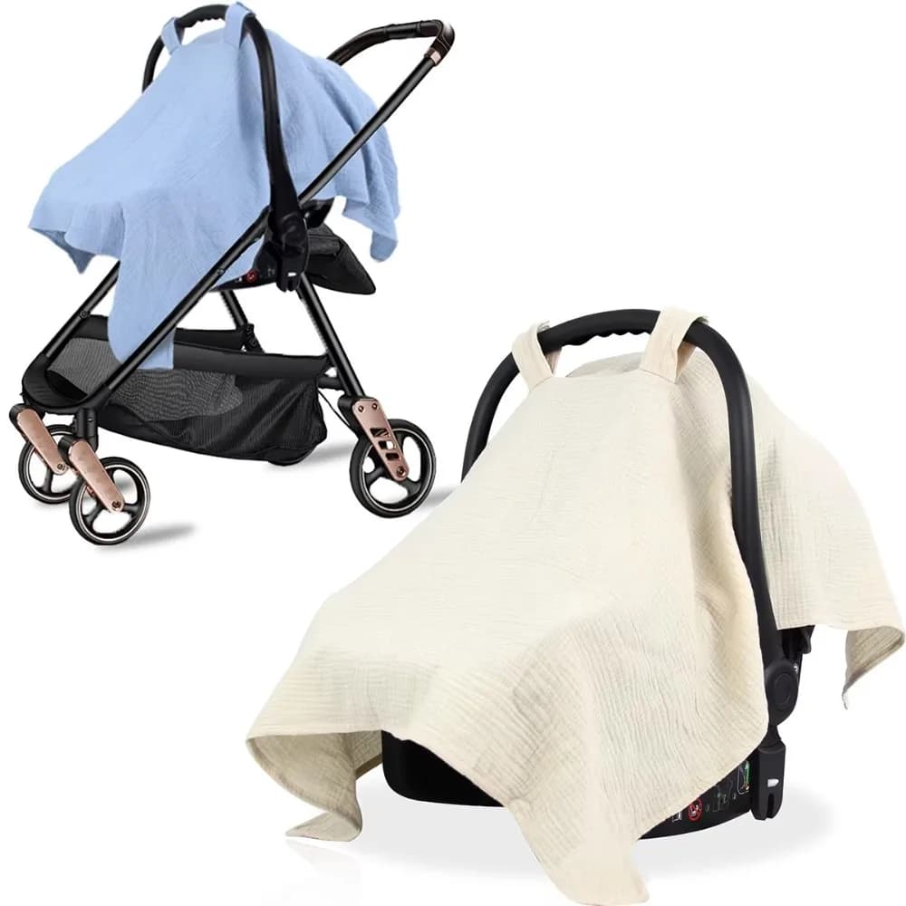 Copri passeggino in cotone Parasole Garza Copri seggiolino di sicurezza per bambini Carrozza Copertura completa Accessori per passeggino Copri cestino per bambini