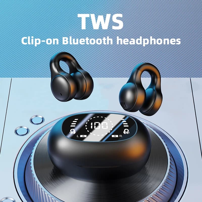 Wireless Headset Bluetooth Headset with Microphone Auxiliary Speaker with Noise Cancellation Clip Ear Music Sports Ear Guards