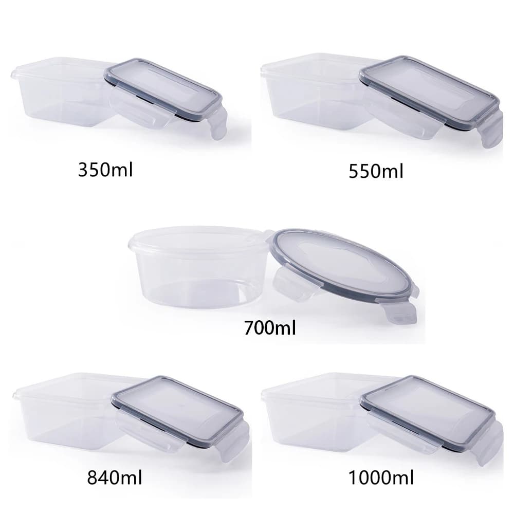 Contenitori per alimenti con coperchi ermetici senza BPA, ideali per la preparazione e gli avanzi dei pasti del pranzo, set di 5