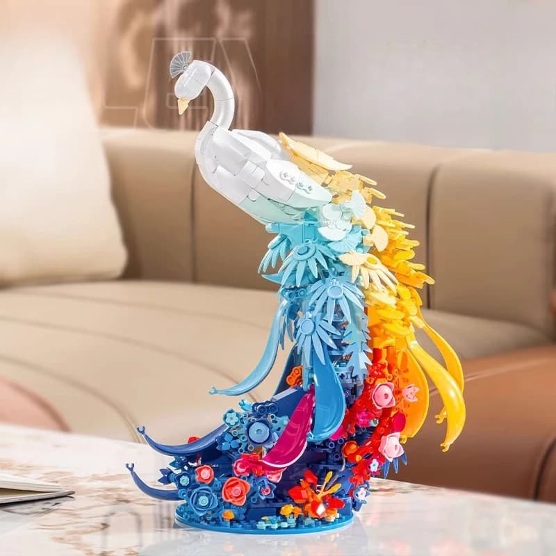 SEMBO Peacock Building Blocks Creative Hand-assembled Peacock Trendy Toy Collection Model Desktop Ornaments Birthday Gift