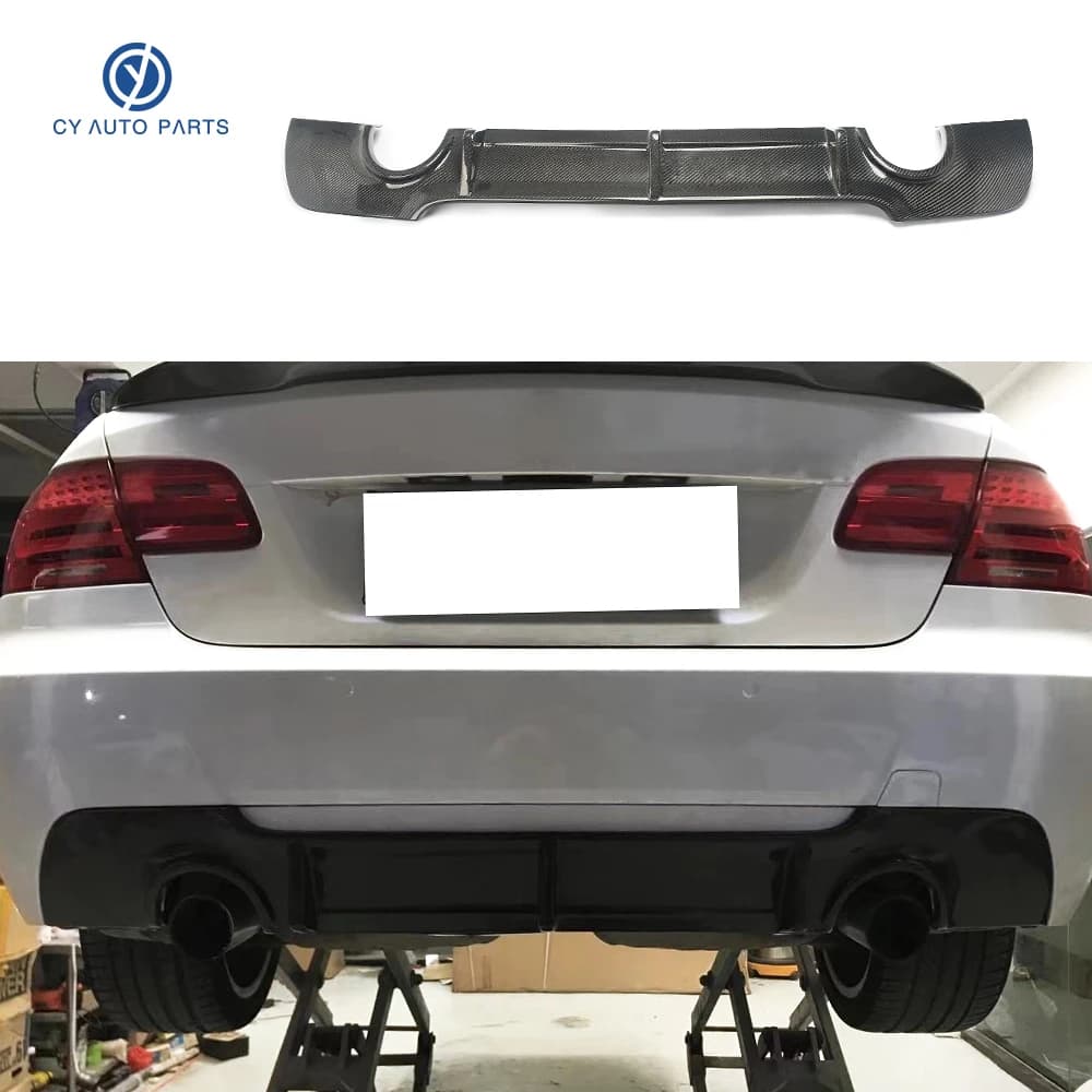 Carbon Fiber MT Style Rear Diffuser Lip For BMW 3 Series E92 Rear Bumper Double Sided Single Exhaust Pipe Diffuser Lip