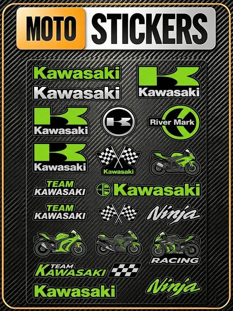Adesivo Riflettente Impermeabile Universale per KAWASAKI, Decorazione per Auto, Moto, Casco, Frigorifero