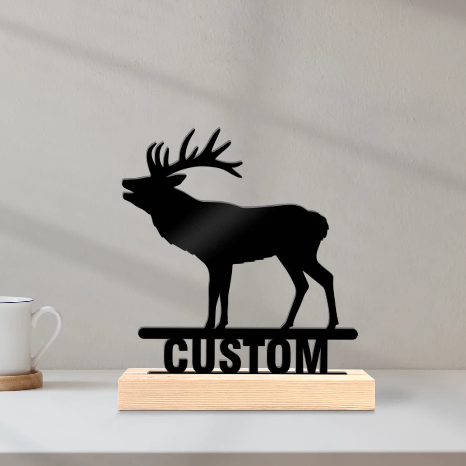 1pc Desktop Metal Ornaments Custom Name Equipped with A Wooden Base Room Decorations, Bar Counter Decorations