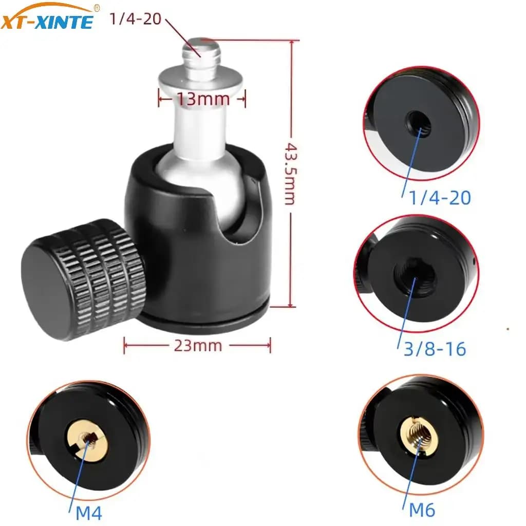 Staffa per telefono adattatore mini testa a sfera da 1/4 a 1/4 3/8 M4 M6 per Gopro Insta360 SLR supporto per fotocamera treppiede supporto per monitor supporto per luce