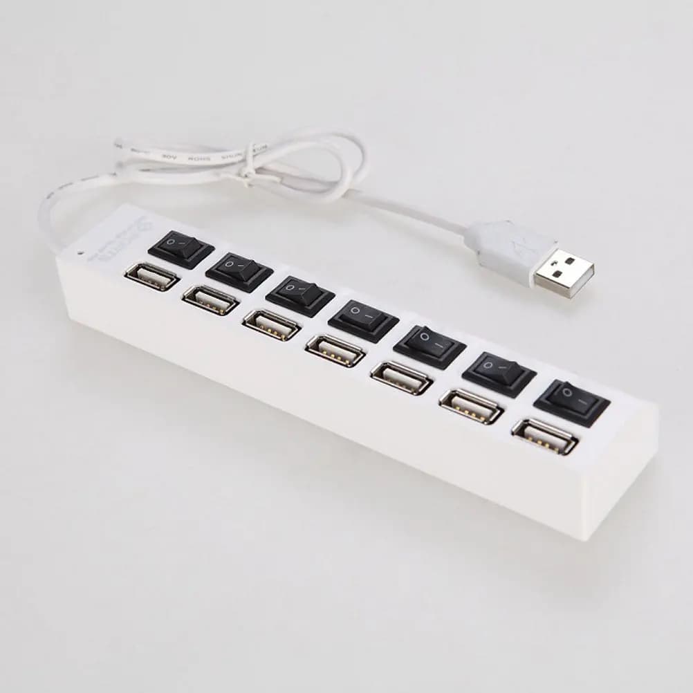 7 Port USB Hub 2.0 High Speed Data Transfer for Notebook Computer Portable Slim Design Compatible USB 1.1 with Power Control
