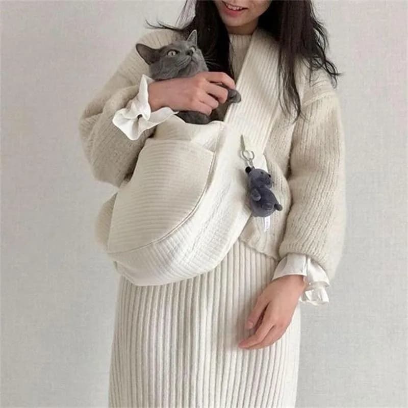 Borsa Trasportino Artigianale per Cani e Gatti, Borsa a Tracolla Singola in Tela per Viaggi all'Aperto, Comoda e Traspirante