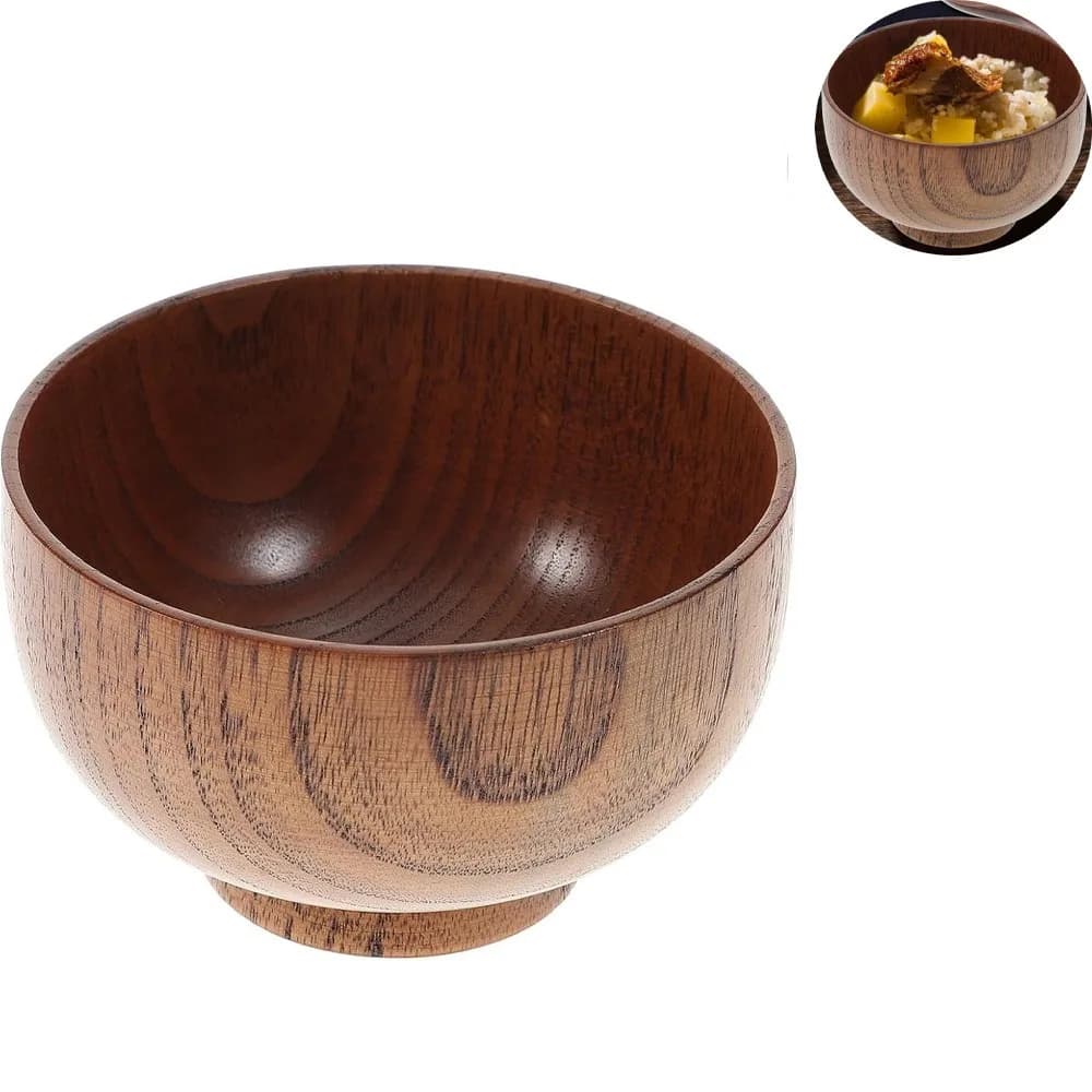 Stoviglie in legno di giuggiola da 230 ml Ciotola per riso e zuppa Ciotola in legno naturale Contenitore per alimenti Stoviglie per bambini Utensili in legno