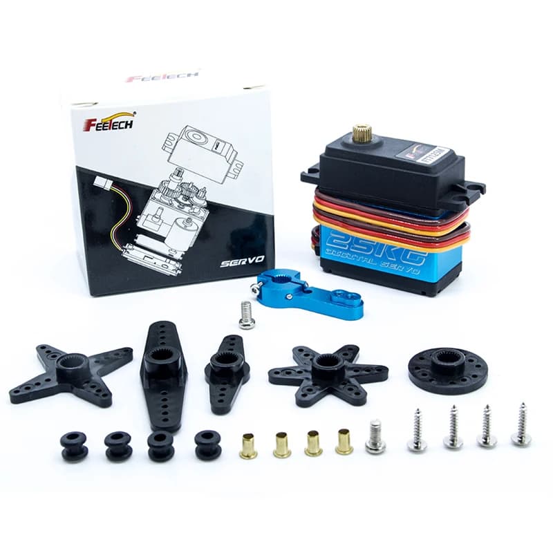 Servomotore con nucleo da 25 kg, scatola in alluminio da 180 gradi, ingranaggio in acciaio da 7,4 V per braccio robot 6-DOF a basso costo/modello di auto RC/elicottero RC in metallo