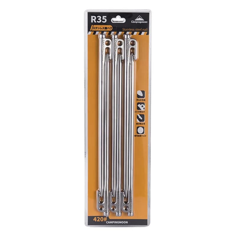 6 PCS R35-6 Stainless Steel Tent Canopy Stakes High-Strength Peg Nail Heavy Duty Long for Camp Beach Outdoor Accessories