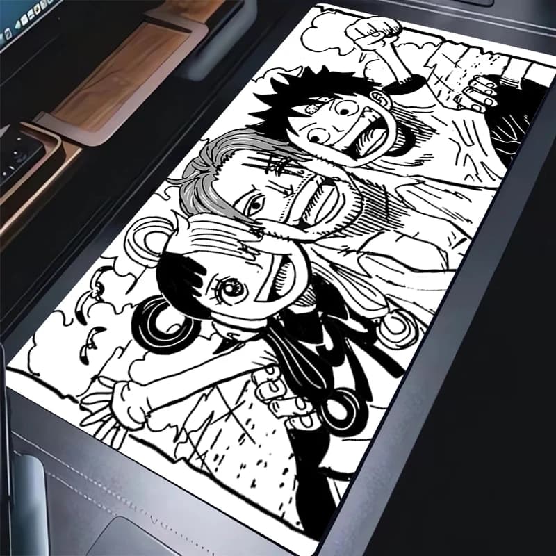 Tappetino per mouse PC Tappetino per tastiera Manga in bianco e nero Laptop Japan Anime One Piece Mousepad Kawaii Uta Rufy Shanks Tappetino per mouse desktop
