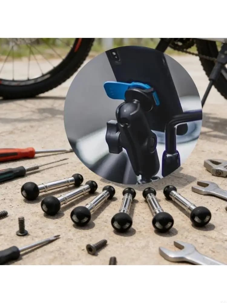 462E Double Ball Head Stainless Steel Phone Stand for 360 Rotation NonSlip Rubber Base Construction Universal Use