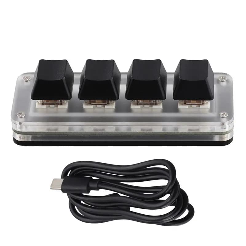 USB Programming Macro Custom Keyboard RGB 4 Keys Knob Gaming Mechanical Hot Swap Keyboard For Photoshop Drawing-ABIU
