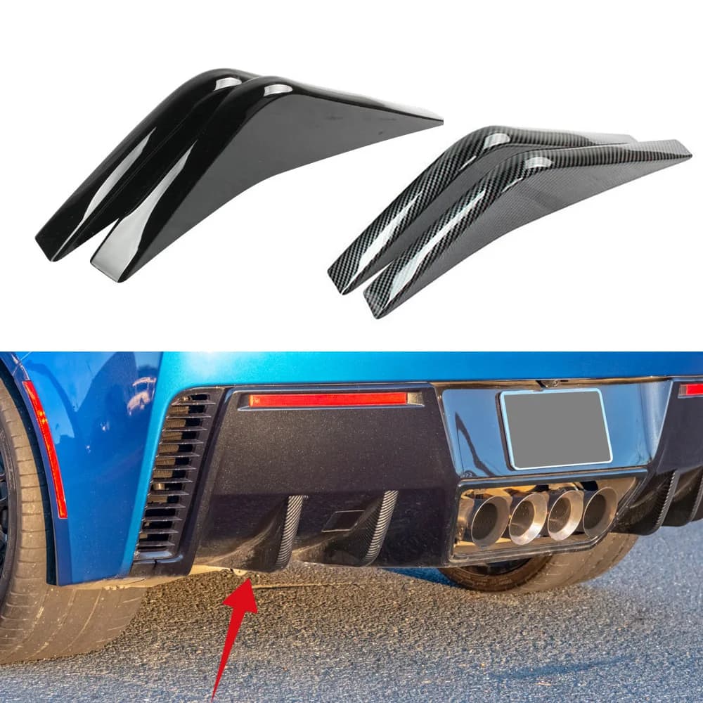 For 2014-2019 Chevrolet Corvette C7 Universal 4 pcs Auto Rear bumper Lip Diffuser Shunt Fin Body Spoiler Canard Car External Parts