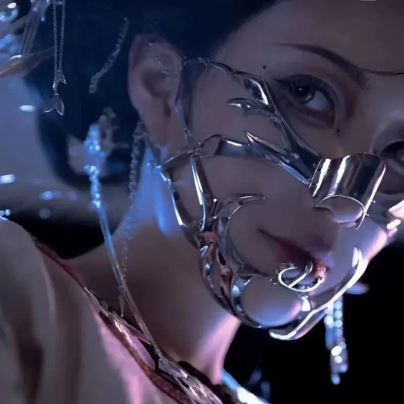 Maschera in metallo Cyberpunk Design di nicchia Fluido irregolare Orecchini a vento meccanici Anelli per labbra Accessori per il viso regolabili per uomo