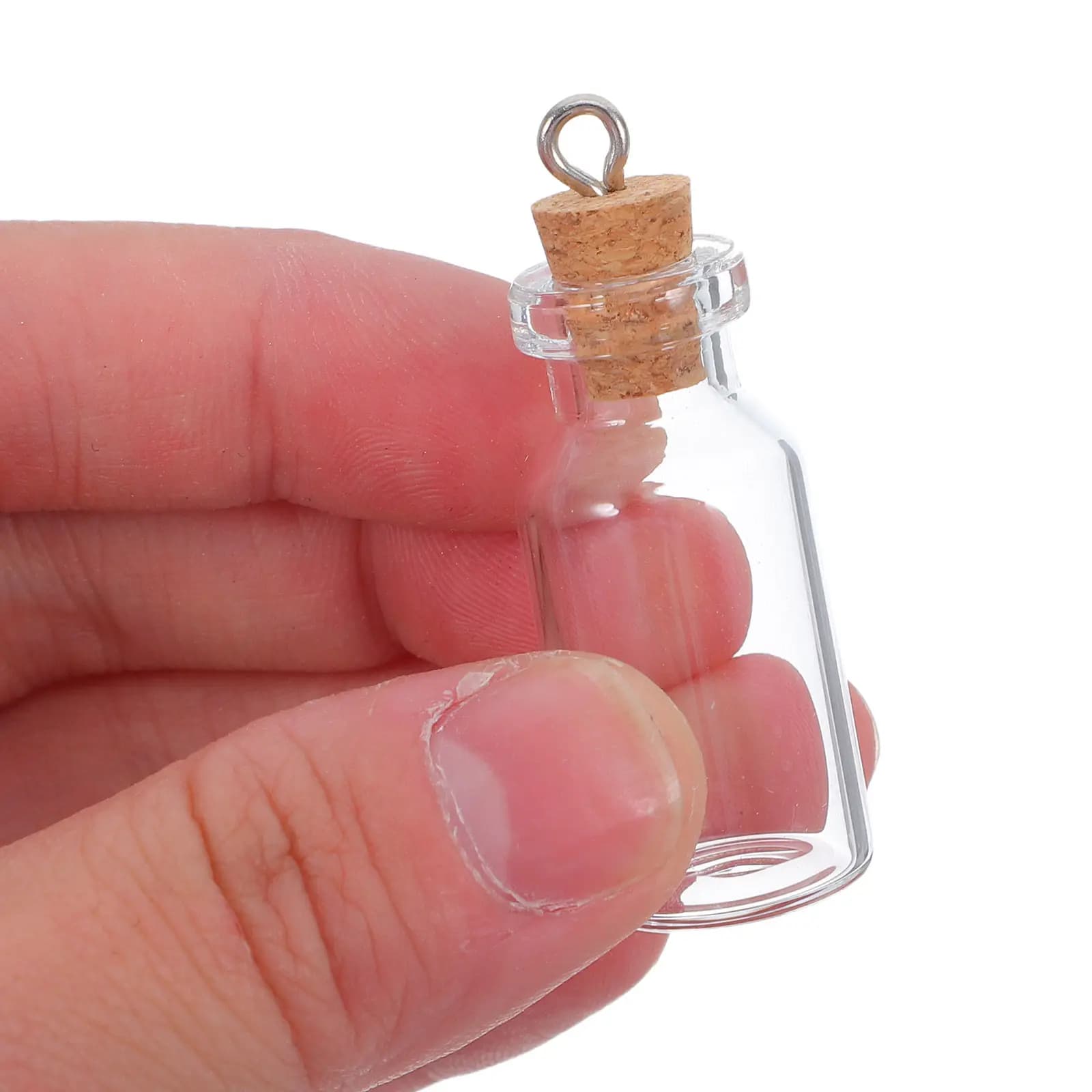 15Pcs Mini Glass Wishing Bottles Corked Small Transparent Vials for Crafting Beads Notes Decor Hanging Wind Chimes Baby Shower