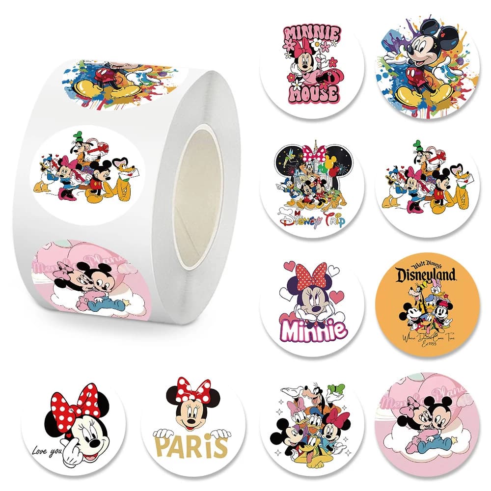 500 pz/rotolo Disney Anime Topolino Adesivi Sigillanti Carino Minnie Paperino Cartoon Decalcomanie Telefono Notebook Chitarra Adesivo Giocattoli