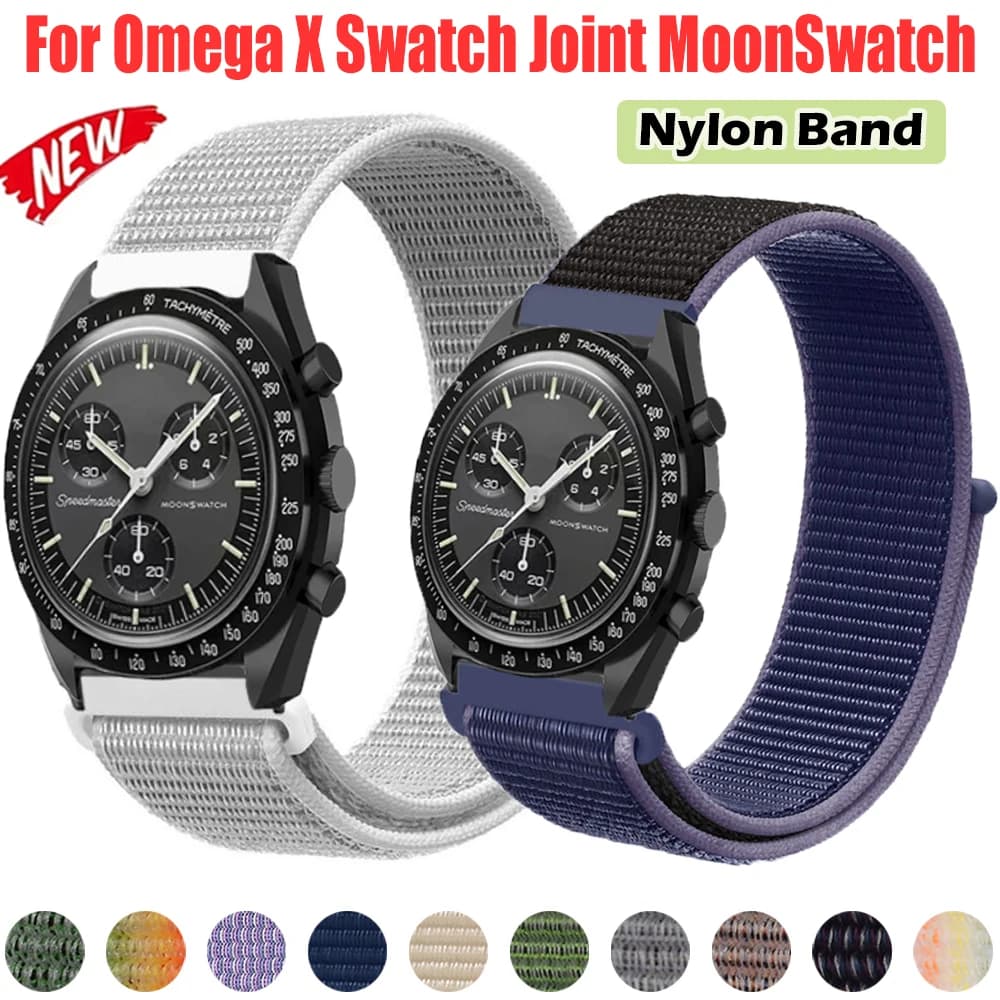 Cinturino ad anello in nylon da 20 mm per Omega X Swatch Joint MoonSwatch Band Bracciale in tessuto Cinturino colorato Accessori per braccialetti sportivi