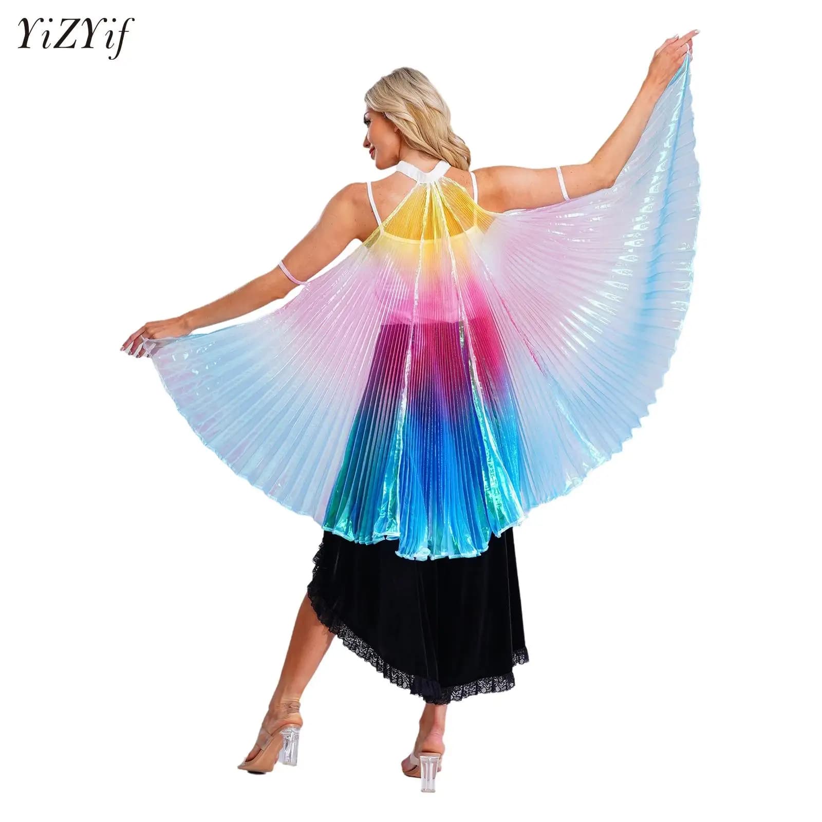 Children's Adult Belly Dance Wing Symphony Yarn Cloak Hand Hook Cape Shawl Dance Performance Props Transparent Hanging Neck Wing