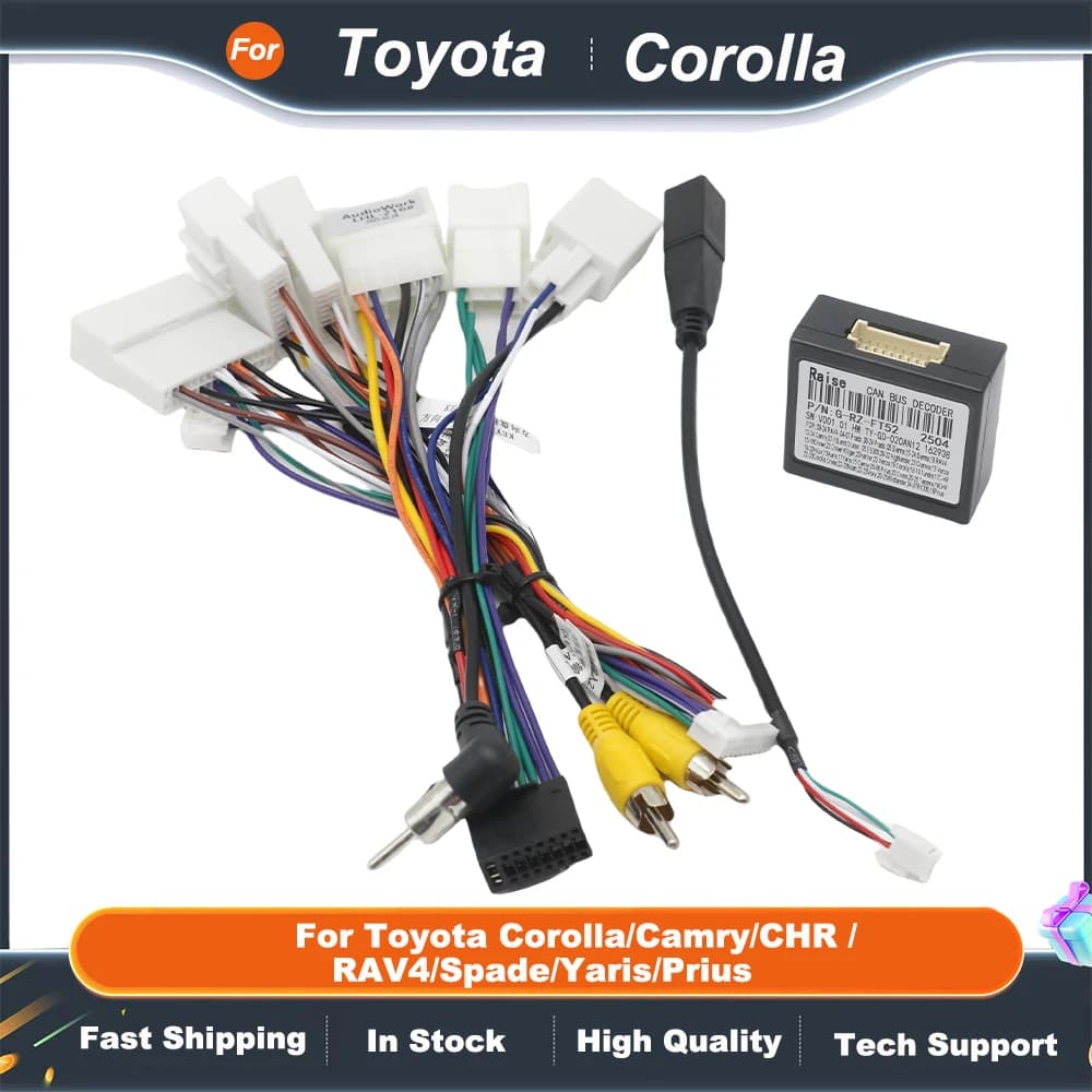 Canbus Box RZ-FT52 RZ-FT01 per Toyota Prado/Land/CHR/RAV4/Camry//Corolla con cablaggio Cavo di alimentazione Autoradio Android
