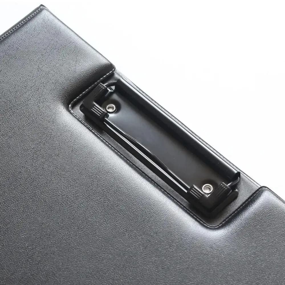 1 pz pieghevole A4 A5 portablocco nero con fibbia a clip cartella di file per conferenze in pelle PU blocco note ultra-liscio forniture per ufficio