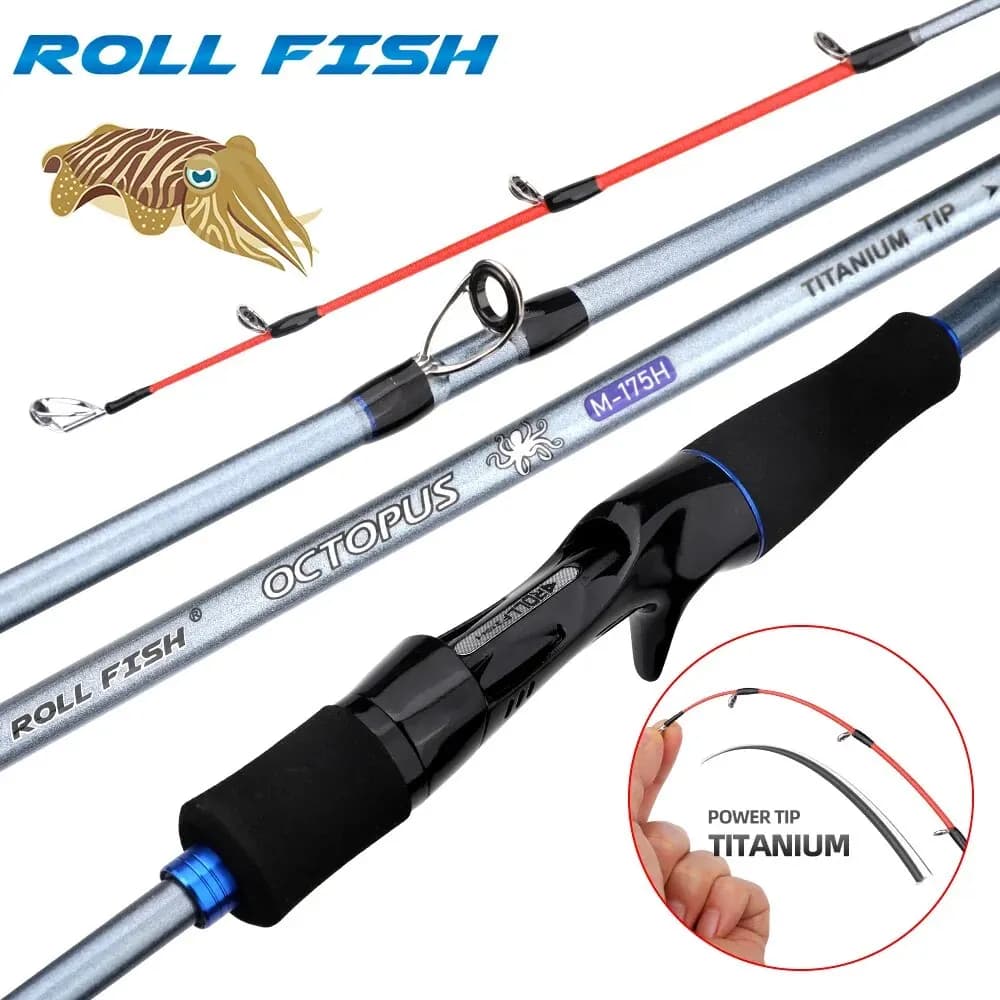 ROLLFISH Titanium Tip Octopus Squid seppia in fibra di carbonio Casting canna da pesca Saltwater Boat Light Slow Jigging Rod WT 127g 1.75M