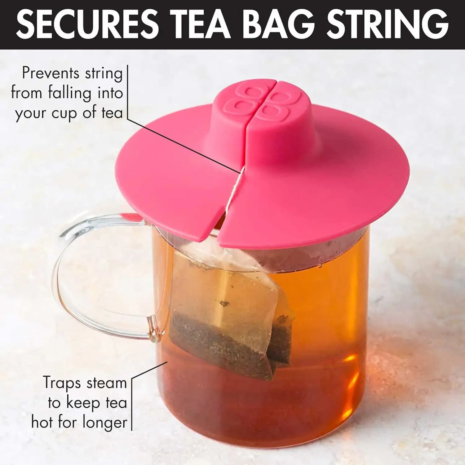 Silicone Cup Lid —Universal Cover for Ceramic Mugs | Features Integrated Tea Bag Holder & Squeezer |Solid Color Design |Reusable