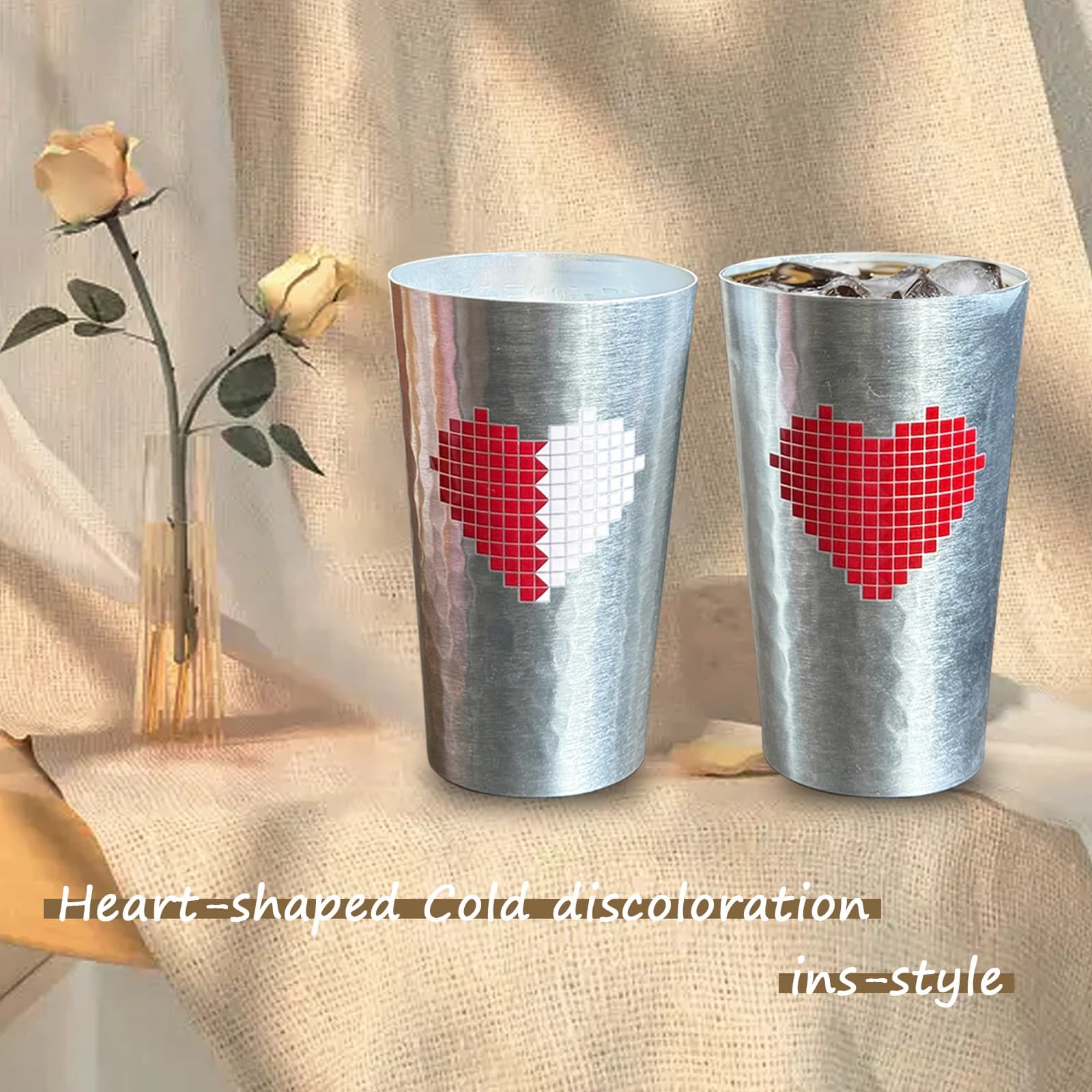 Tazza in Alluminio da 450ml che Cambia Colore | Boccale Anti-caduta per Birra e Cocktail | Tazze Leggere Riutilizzabili | Regali Unici e Veramente Speciali