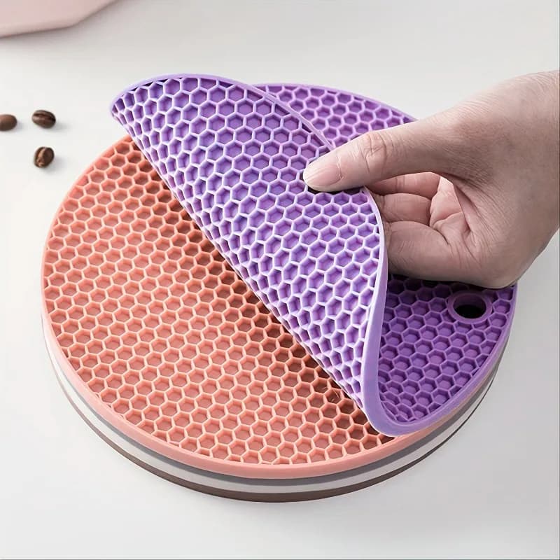 Silicone Mat Anti-coating 1 Piece, Worktop Protection Kitchen, Heat Resistant, Anti-slip, Circular