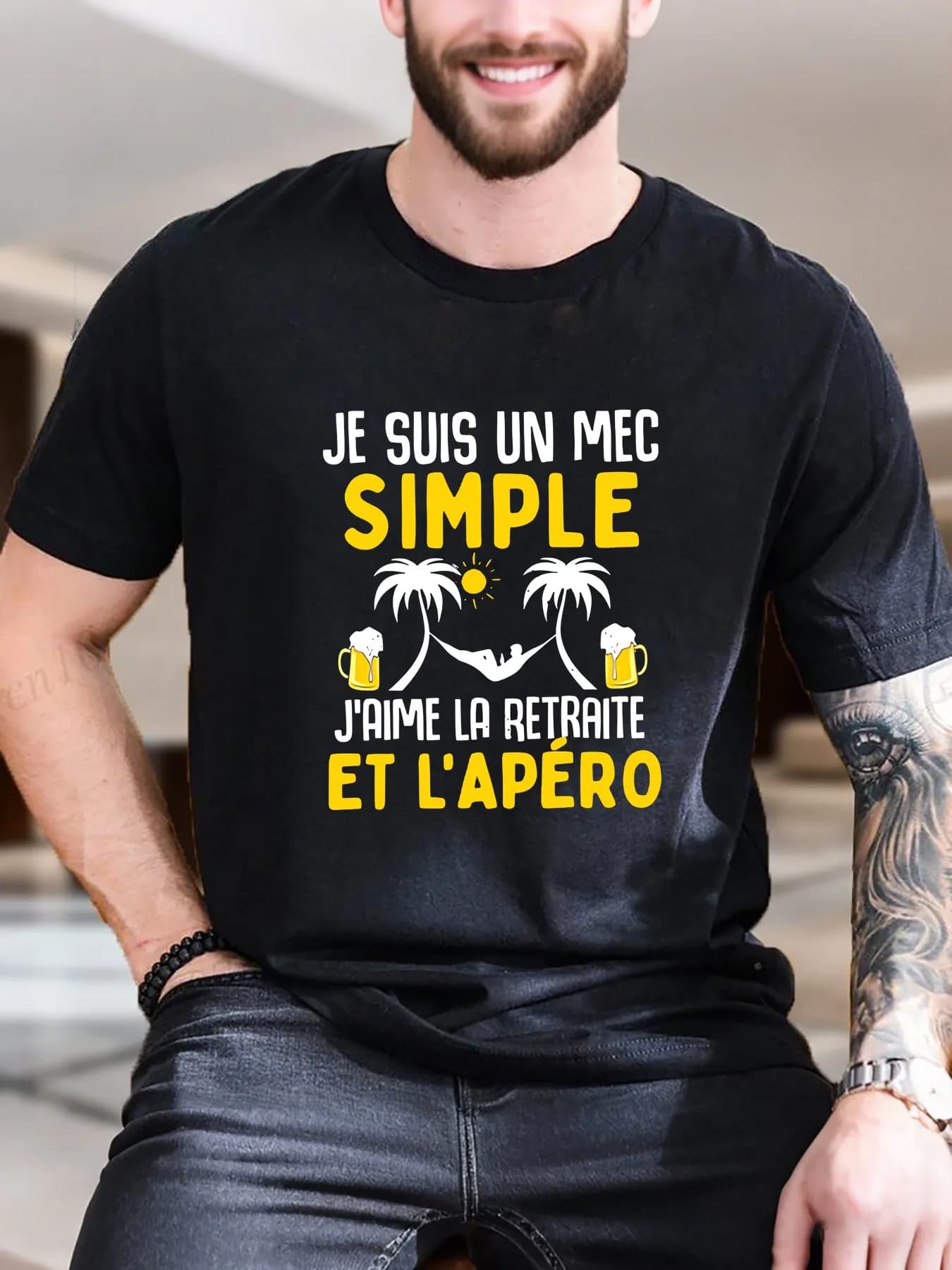 T-shirt stampata in cotone da uomo di nuova moda di arrivo Tazza da birra rinfrescante Design Casual Versatile Tessuto morbido e traspirante al 100% Perfetto