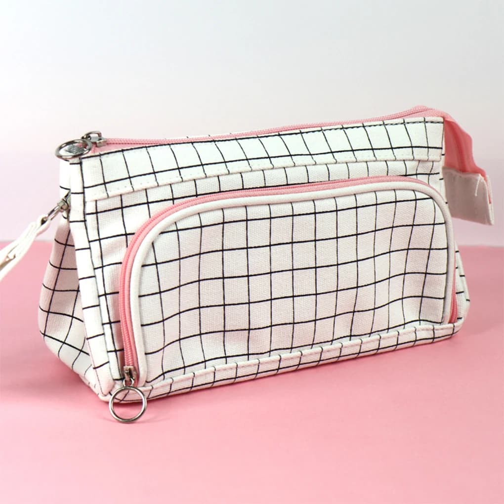 Astuccio per matite in tela portapenne per cancelleria tasca in rete con cerniera multifunzione astuccio per matite per forniture per ufficio scolastico per studenti