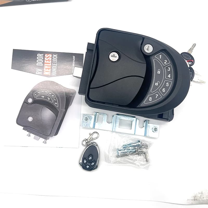 RV Keyless Latch Fingerprint Sblocco RV Camper Tastiera Serratura per porta d'ingresso per rimorchio camper Nero