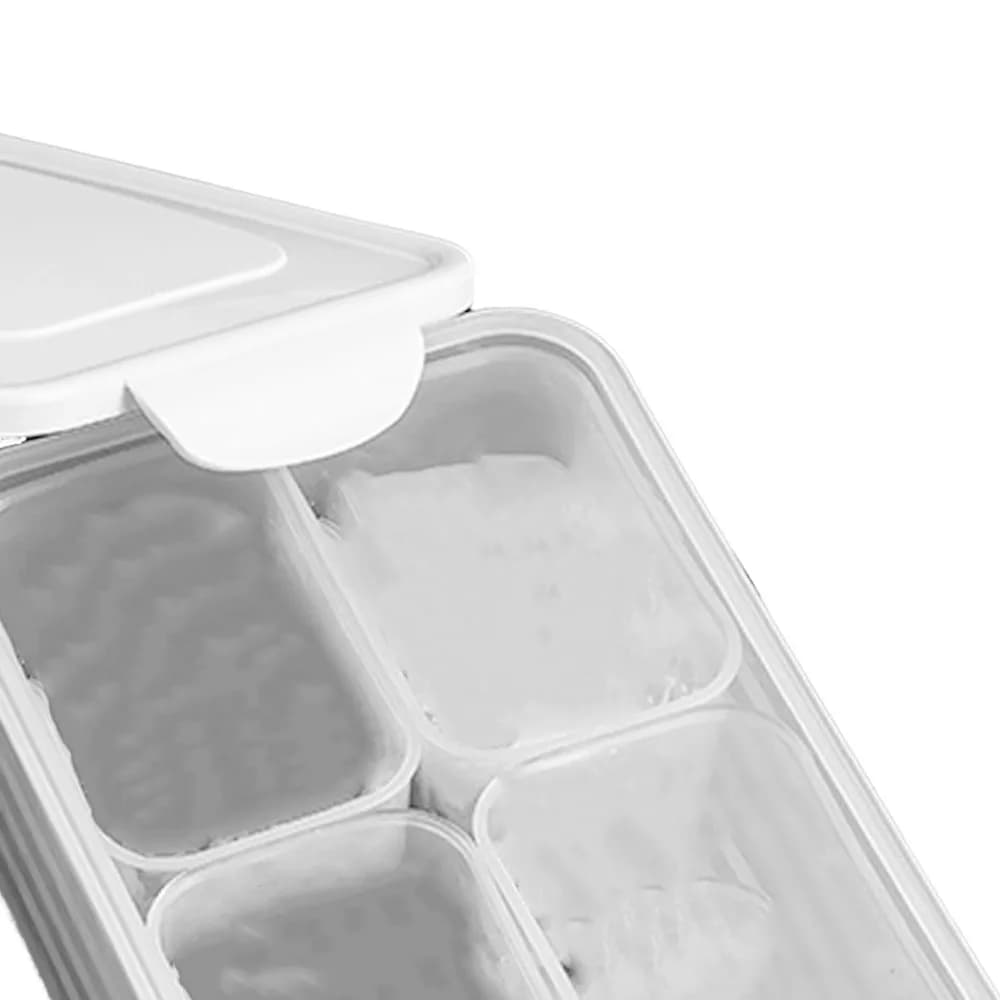 Contenitori per Frigorifero con 4 Scomparti, Impilabili con Coperchio, Scatole per Mantenere Fresco il Cibo, Contenitori in PP per Insalata, per Cucina