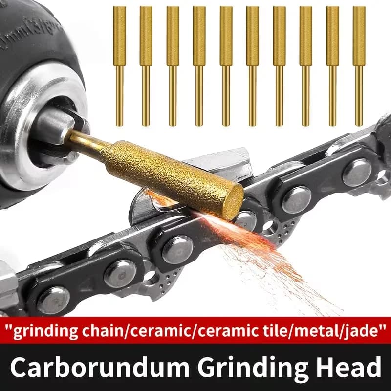 15-Piece Diamond-Coated Burr Chain Saw Sharpener Carving Grinding Head Rotary File 4.8mm Abrasive Grinding Tool Set