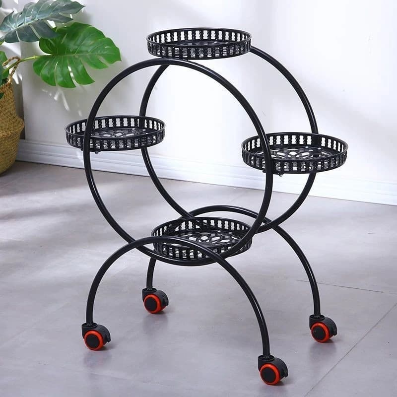 Multi-tier Movable Metal Plant Stand with Wheels, Flower Pot Rack for Living Room Balcony Indoor Outdoor Home Plant Display