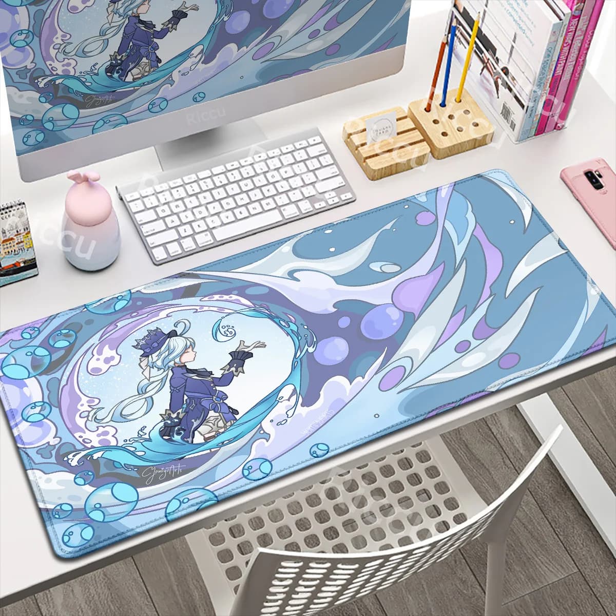 hot Anime Game Furina HuTao Shenhe YaeMiko Raiden Keqing XXL Genshin Large Mousepad Impact Mouse Pad Keyboard Desk Non-slip Mat