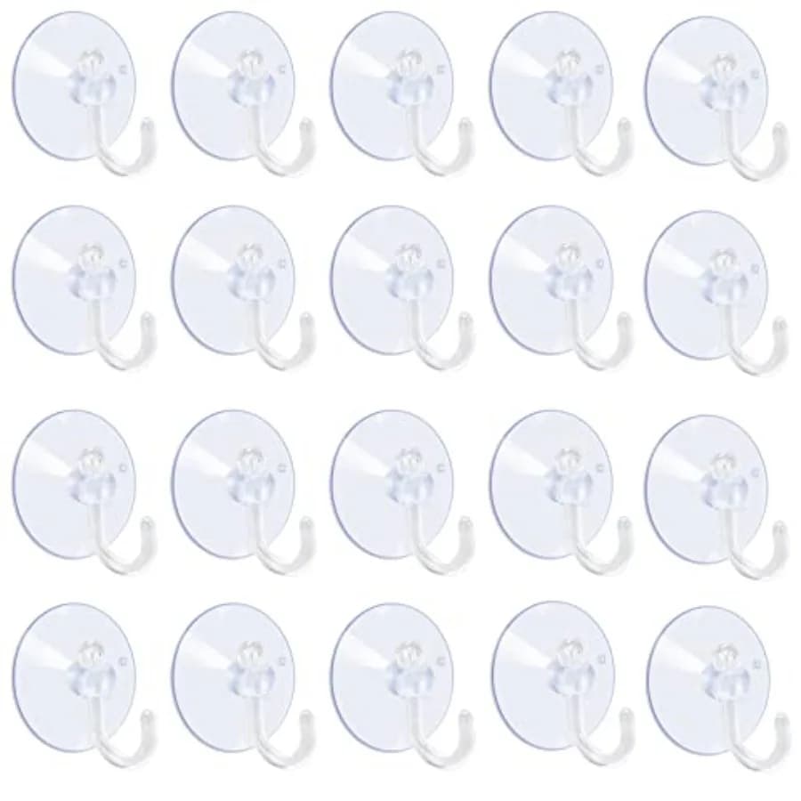 20 Packs Suction Cups Clear Sucker Pads with Hooks for Glass Home Organization Decoration