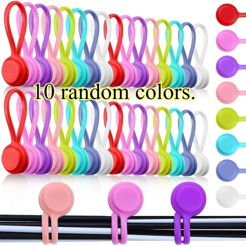 Fascette magnetiche per cavi da 10 pezzi - Organizzatore riutilizzabile per USB e cuffie, perfetto per portachiavi, organizer per cavi, accessori per portachiavi