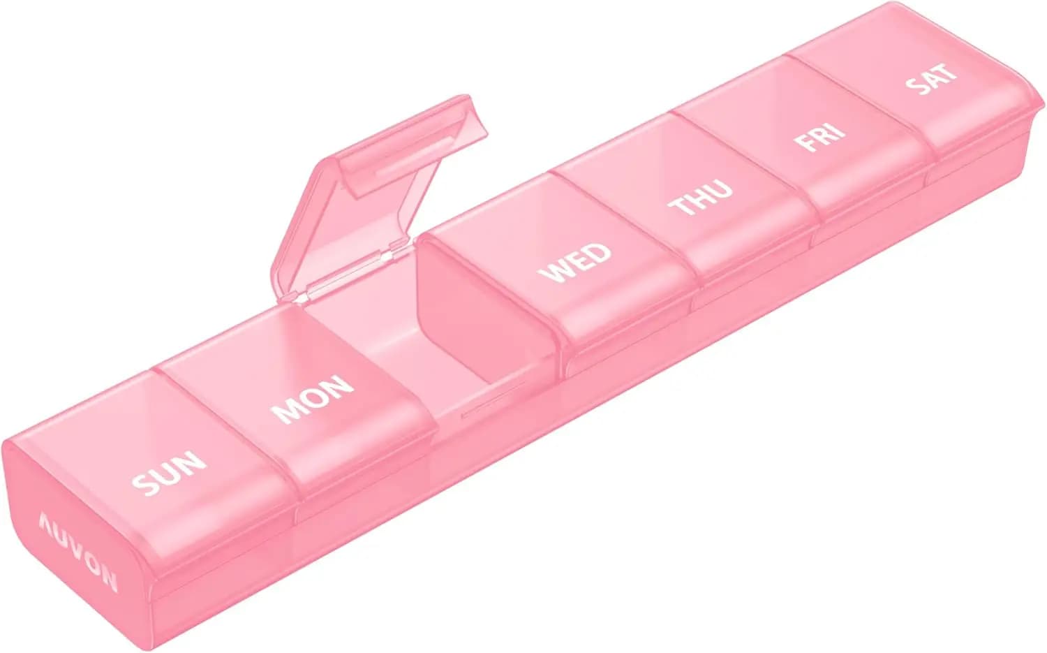 Portapillole Settimanale 7 Giorni, Design Facile da Aprire, Senza BPA, Contenitore Portatile per Vitamine e Integratori