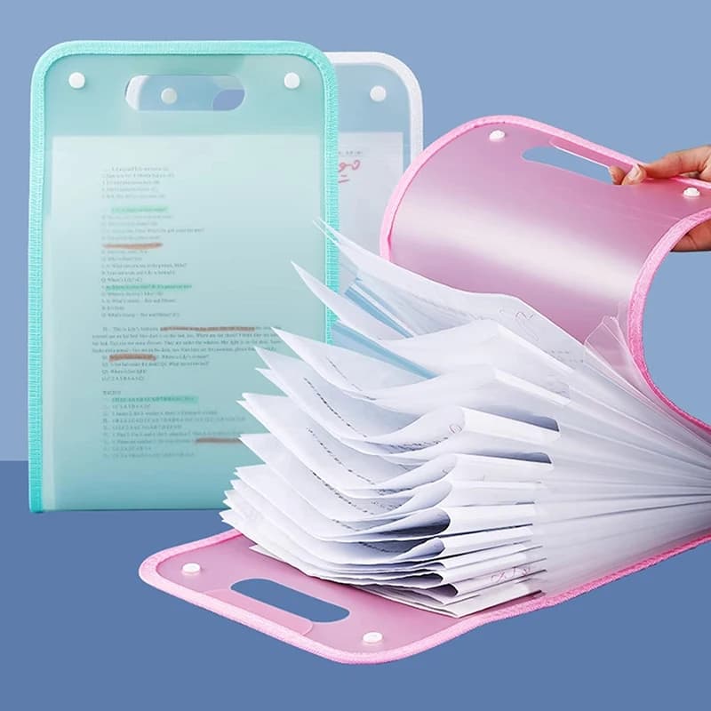 Cartella Portadocumenti a 13 Tasche Formato A4 Colore Macaron Organizzatore per Documenti Portatile per Aula Ufficio Casa