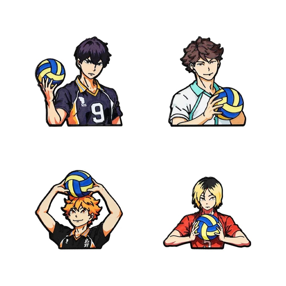4pcs Cute Volleyball Boy Enamel Pin Cartoon Anime Brooch For Coat Women's Brooches Fashion Lapel Badges Jewelry Gift for Friends
