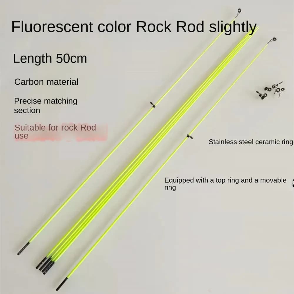 Hot With Top Ring Fishing Rod Tip Winter 50cm Carbon Fiber Spinning Retractable Fiberglass Fishing Pole Ice Fishing