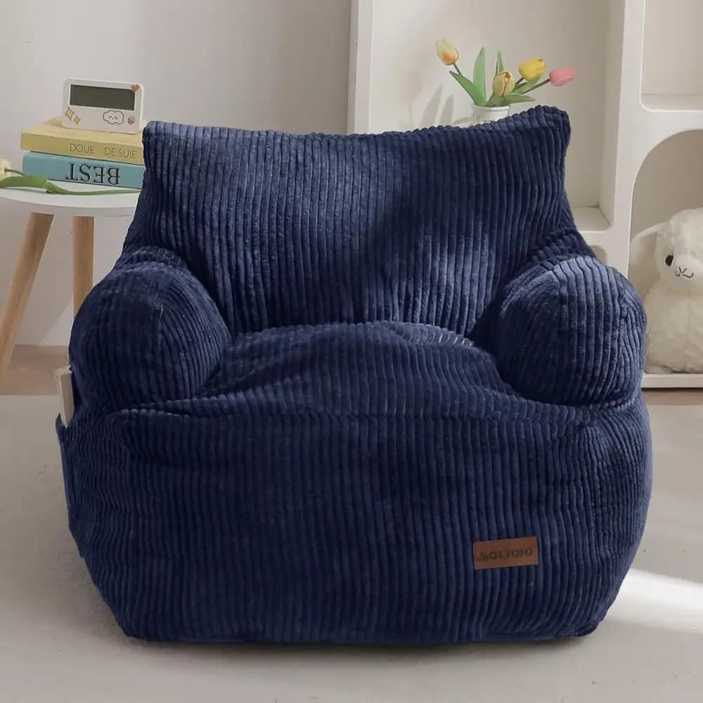 Poltrona a sacco per bambini: Divano comodo per ragazzi e ragazze, ideale per le giornate pigre, il gaming e la lettura, colore blu navy