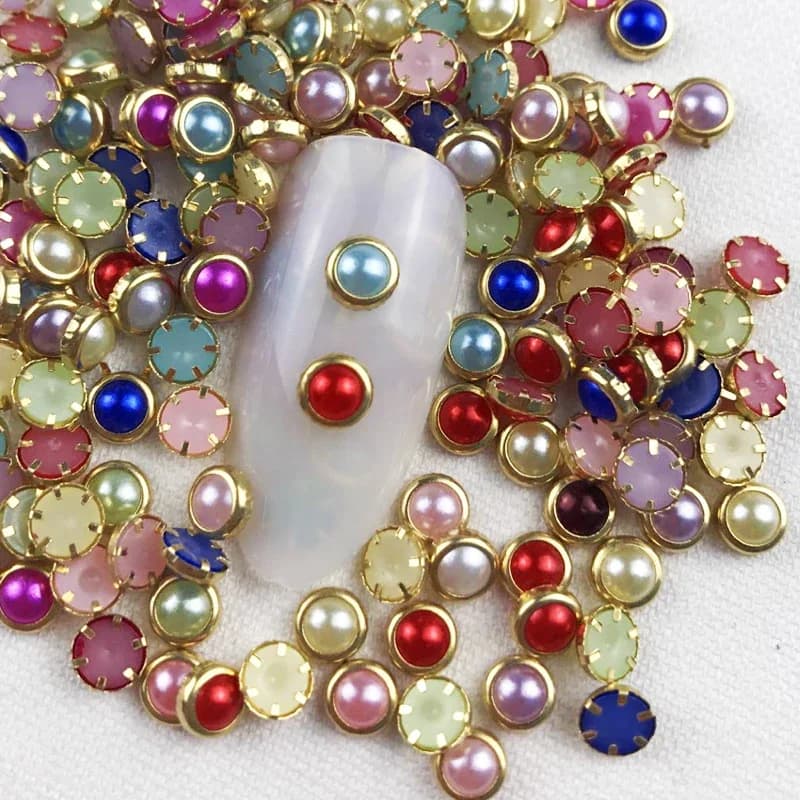 200 pieces of pearly beads for nail art 3D color assorted size 4 mm nail charm for nail decorations DIY creation of jewelry