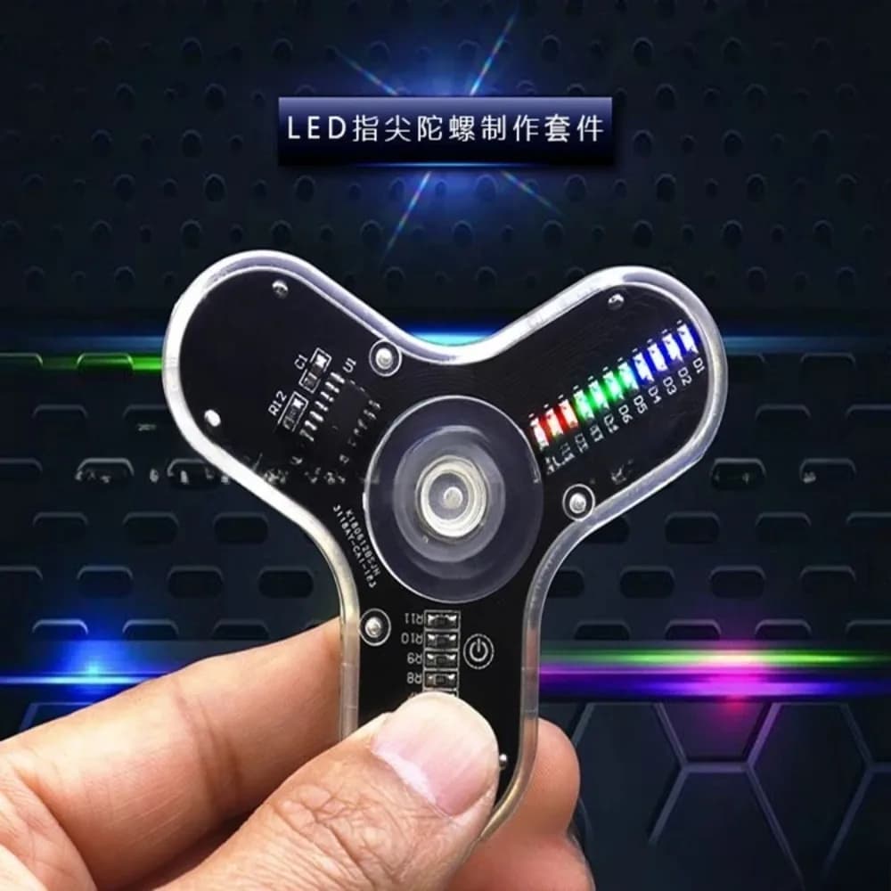 Kit fai da te Fidget Spinner a LED: parti del giroscopio luminoso a 3 pale. Materiali elettronici per l'allenamento e la pratica delle abilità. Ideale per il fai da te