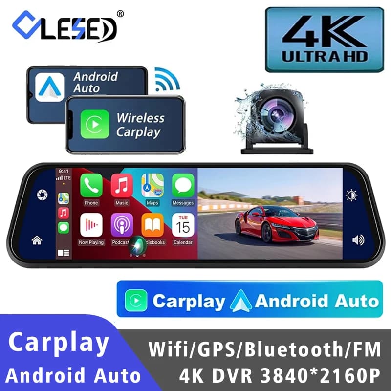 10 inches 4K 2160P DVR for Cars Carplay Android Auto 5G WIFI GPS Dash Cam BT FM Dashcam camera flow mirror retrovisor recorder unit