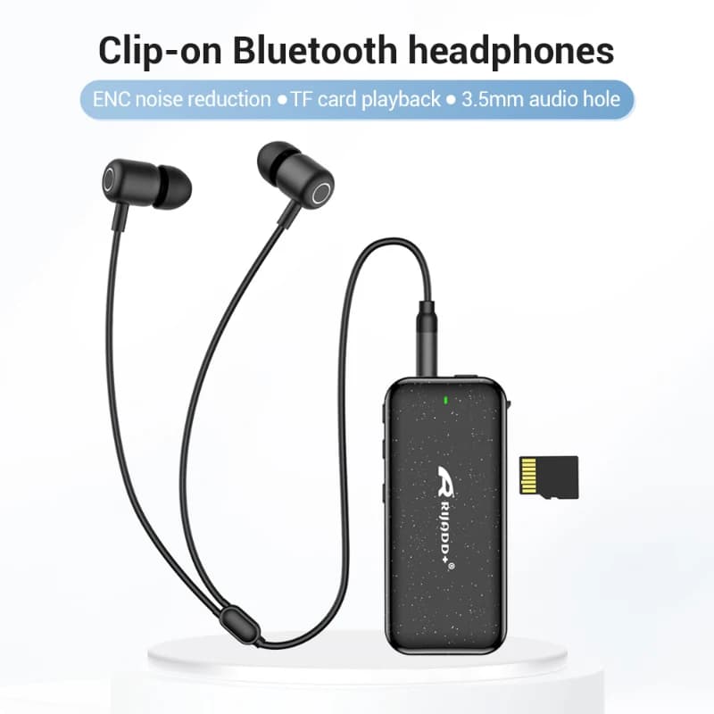 Auricolari Bluetooth con collare per scheda con riduzione del rumore a doppio orecchio per interfaccia con foro circolare da 3,5 mm Ricevitore audio MP3 Anti D