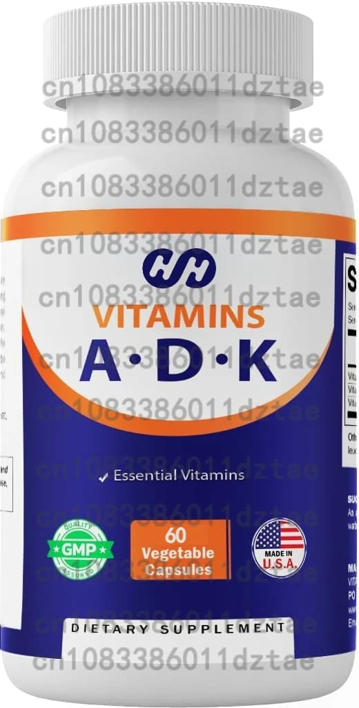ADK Vitamin Supplement - Vitamins A, D3 and K2 at High Efficacy for Bones Health and Calcium Absorption, Non-GMO, 60 Capsules