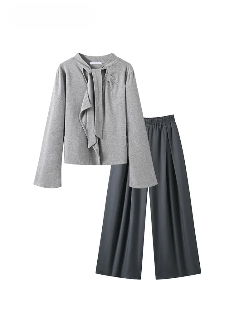 Fashionable plus Size Women's Suit Set Early Spring New Style Cara CLUB Design Sense T-Shirt Pants Outfit Polyester Fiber