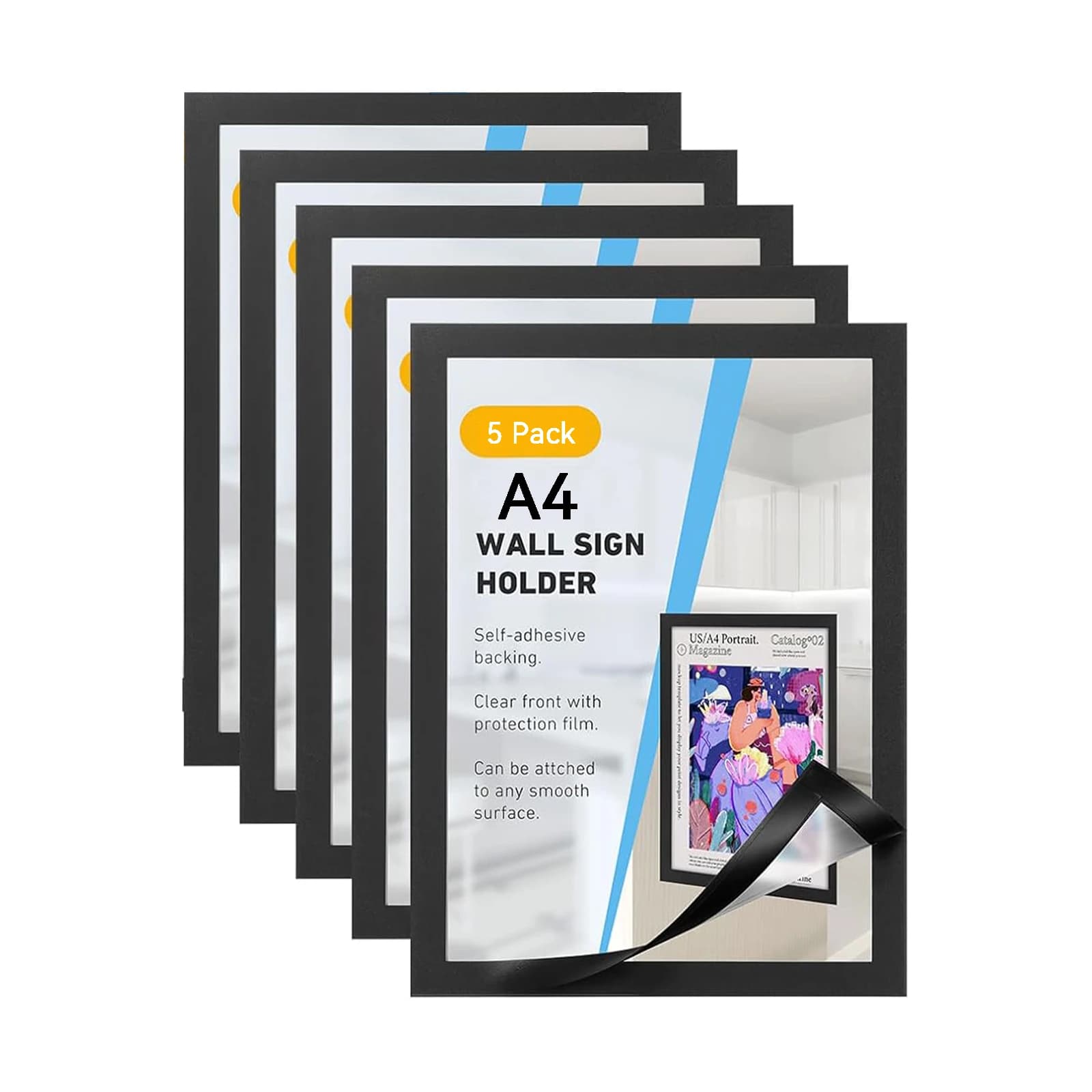 A4 Magnetic Frame 4 x 6 Inch Magnetic Sign Holder, Adhesive Frames for Document Holder, Poster Certificate Carft Picture