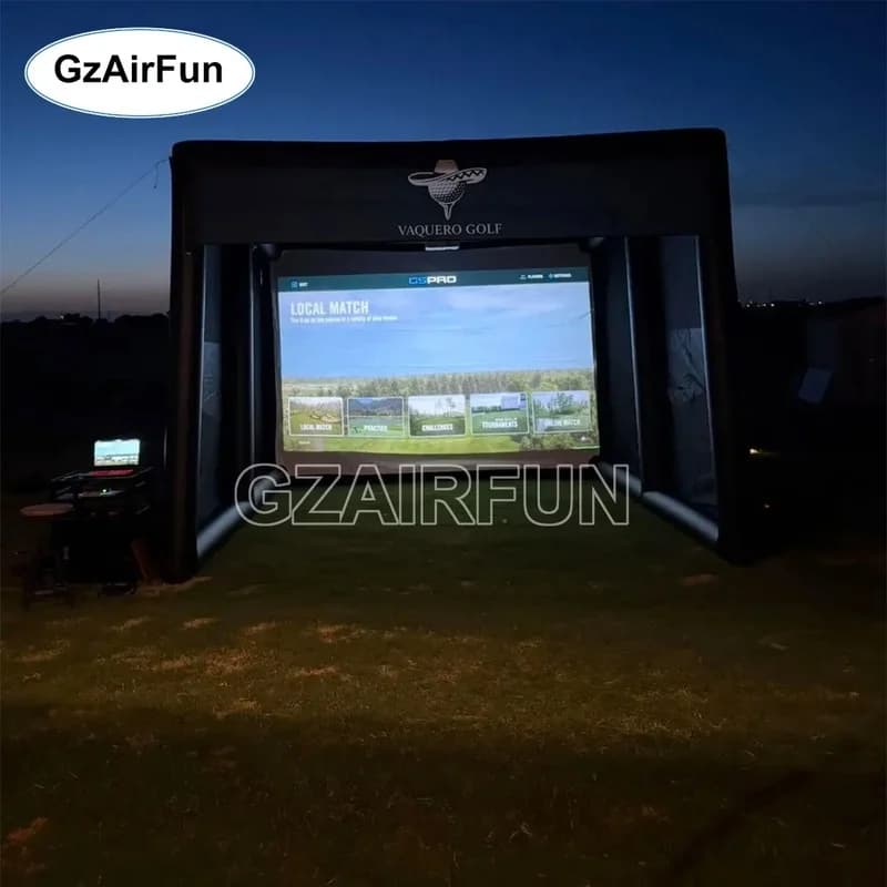 High-quality Professional Inflatable Golf Simulator Enclosure with Projector Stand and High-end Dual-layer Screen